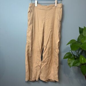 H Halston Linen Blend Wide Leg Cropped Pull on Pants. Women’s Small